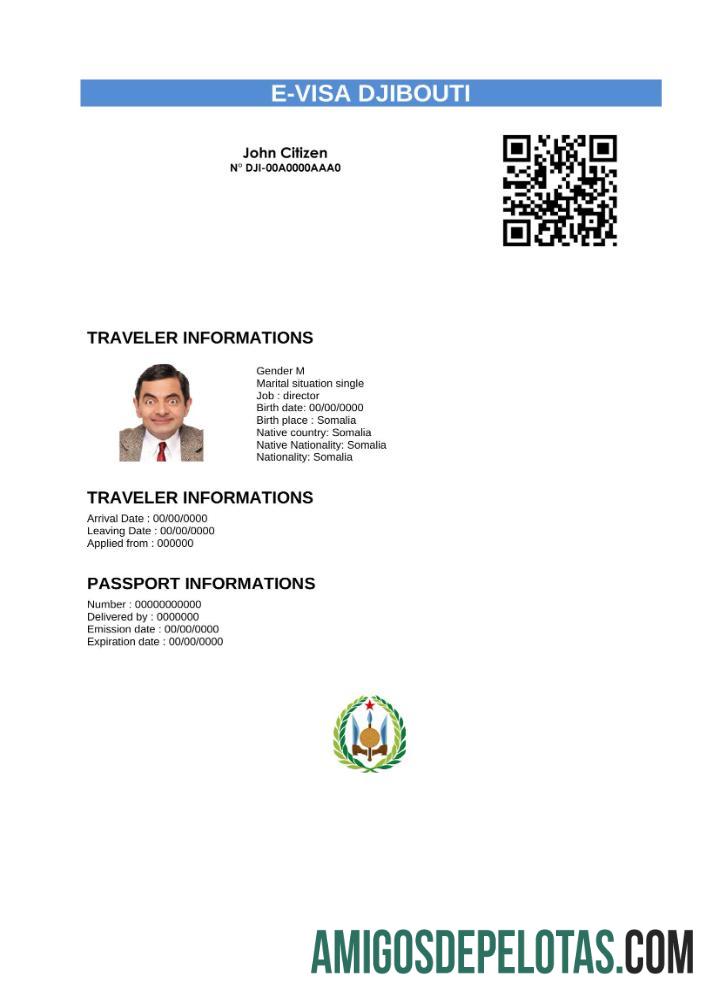 para download Visto Djibuti E em modelo Word e PDF